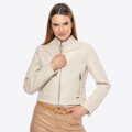 Damska kurtka z ekoskóry klasyczna beżowa 100-9P-105-9