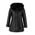 Damska kurtka ze skóry ekologicznej z futerkiem czarna 99-9P-114-1