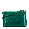 Damska listonoszka z metalicznej skóry lakierowanej mała zielona 34-4-232-00