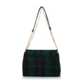 Dámska látková kabelka cez rameno z buklé látky čierna a zelená 99-4Y-413-1Z