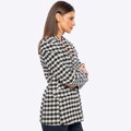 Damska marynarka z domieszką wełny biało - czarna 100-9X-503-01