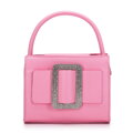 Dámska mini kabelka s lesklou prackou, svetloružová 97-4Y-756-P