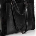 Dámska shopper kabelka z ekokože s kožušinou čierna 99-4Y-216-1