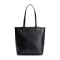Dámska vysoká kožená shopper kabelka, čierna 100-4E-630-1