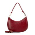 Dámska bagetová kabelka s retiazkou z krokodílej kože červená 29-4Y-605-3