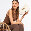 Dámska zapletená crossbody kabelka krémová 100-4Y-415-0