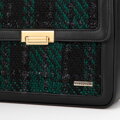 Dámska Crossbody kabelka z buklé látky čierna a zelená 99-4Y-410-1Z