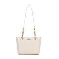 Dámska kožená kabelka cez rameno krémová 100-4E-604-0