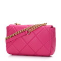 Dámska prešívaná štvorcová kabelka na retiazke, ružová 97-4Y-229-P