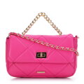 Dámska prešívaná štvorcová kabelka na retiazke malá ružová 97-4Y-228-P