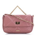 Dámska prešívaná štvorcová kabelka na retiazke malá zaprášená ružová 97-4Y-228-PP