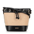 Dámska kabelka z pleteniny čierno-béžová 100-4Y-410-91