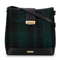 Dámska látková kabelka z buklé látky čierna a zelená 99-4Y-416-1Z