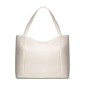Kožená shopper kabelka s vreckom krémová 100-4E-219-0