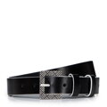 Damski pasek skórzany z kontrastowym brzegiem czarno-biały 97-8D-925-1