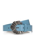 Damski pasek ze skóry z ozdobną klamrą niebieski 98-8D-107-7