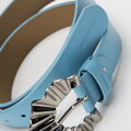 Damski pasek ze skóry z ozdobną klamrą niebieski 98-8D-107-7