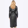 Damski płaszcz ze skóry owczej długi czarny 100-09-415-1