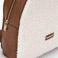 Dámsky batoh s umelou kožušinou vpredu hnedo-krémová 97-4Y-504-9