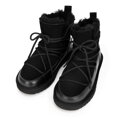 Damskie botki sznurowane z futerkiem czarne 99-D-854-1