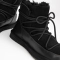 Damskie botki sznurowane z futerkiem czarne 99-D-854-1