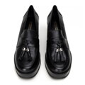 Damskie czółenka skórzane na słupku czarne 99-D-305-1
