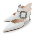 Damskie czółenka ze skóry na szpilce białe 100-D-513-0