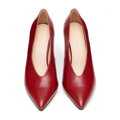 Damskie czółenka ze skóry naturalnej z głębokim wycięciem czerwone 101-D-954-3