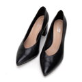 Damskie czółenka ze skóry z wycięciem na słupku czarne BD-B-807-1