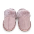 Damskie kapcie ze skóry zamszowej różowe 99-D-855-P