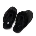 Damskie kapcie ze skóry zamszowej czarne 99-D-855-1