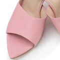 Damskie klapki ze skóry na obcasie różowe 100-D-511-P