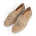 Damskie mokasyny zamszowe z chwostem beżowe 100-D-402-9