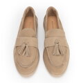 Damskie mokasyny zamszowe z chwostem beżowe 100-D-402-9