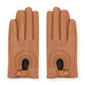 Damskie rękawiczki samochodowe ze skóry naturalnej brązowe 45-6L-210-5