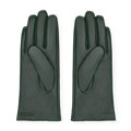 Damskie rękawiczki skórzane z dekoracyjnymi akcentami ciemnozielone 39-6L-031-Z