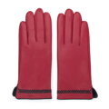 Damskie rękawiczki skórzane z obszyciem w kłos czerwone 39-6A-011-3