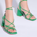 Damskie sandały wiązane zielone 96-D-513-Z