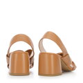 Damskie sandały z miękkiej skóry na słupku brązowe 96-D-512-5