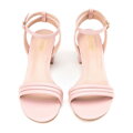 Damskie sandały z paskami na słupku zgaszony róż 98-DP-205-P