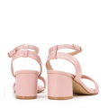 Damskie sandały z paskami na słupku zgaszony róż 98-DP-205-P