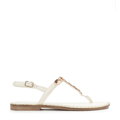 Damskie sandały ze skóry naturalnej z ozdobami kremowe 100-D-703-0