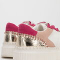 Damskie sneakersy z ekoskóry i skóry zamszowej różowe 100-DP-404-P