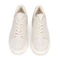 Damskie sneakersy z materiału włókienniczego i ekoskóry złamana biel 100-DP-405-0