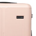 Duża walizka z ABS-u w drobne paski pudrowy róż 56-3A-603-34P