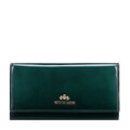 Veľká lakovaná dámska peňaženka s logom zelená 14-1L-087-00