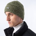 Męska czapka prążkowana zielono-biała 97-HF-009-Z