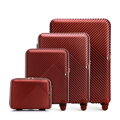 Komplet walizek z polikarbonu w paseczki burgund 56-3P-84K-35