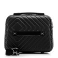 Kosmetyczka podróżna z ABS-u z geometrycznym tłoczeniem czarna 56-3A-754-11