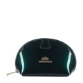 Kosmetyczka skórzana lakierowana półokrągła zielona 25-3-005-0
